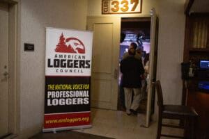 American Loggers Council banner by event entrance.