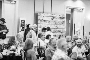 People gathered at a lively indoor event.